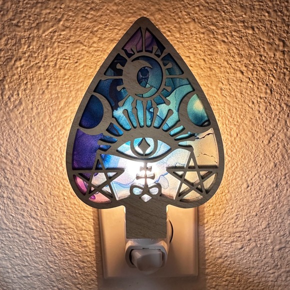 Mystical Planchette Night Light Celestial Gothic Wall Lamp Decor - Picture 3 of 7